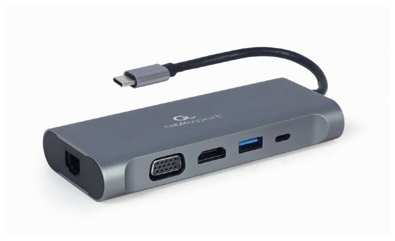 Cablexpert A-CM-COMBO7-01 Адаптер интерфейсов Cablexpert A-CM-COMBO7-01, USB-CM 7-в-1 (Type-C, USB3.0, HDMI, VGA, RJ-45)