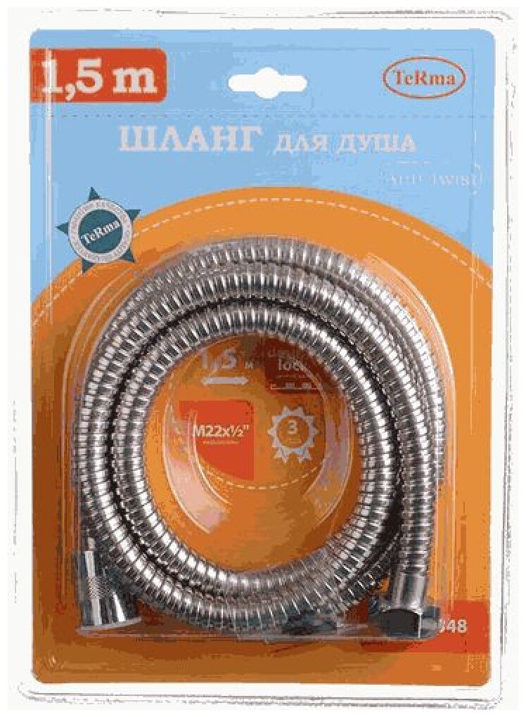 Шланг для душа Melodia della Vita ANTI-TWIST M22*1/2 конус нержавеющая сталь d14мм, L150см, 2-й зажим MKP20348BL