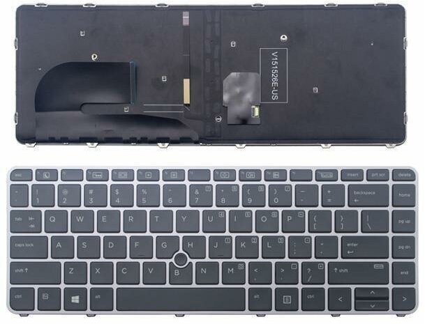 Клавиатура для ноутбука HP EliteBook 745 G3, 745 G4, 840 G3, 840 G4 серебряная, с рамкой, с подсветк