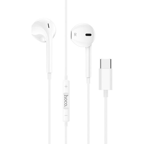 Наушники M101, Type-C Crystal joy wire-controlled earphones with microphone, HOCO, белые samsung akg type c stereo earphones black