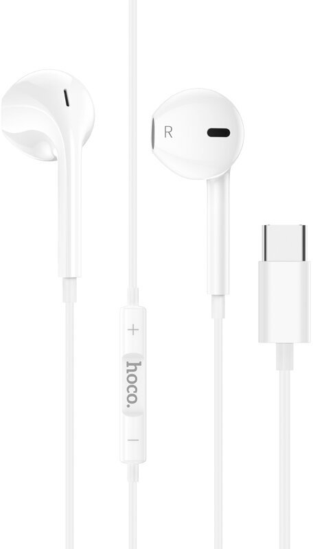 Наушники M101, Type-C Crystal joy wire-controlled earphones with microphone, HOCO, белые