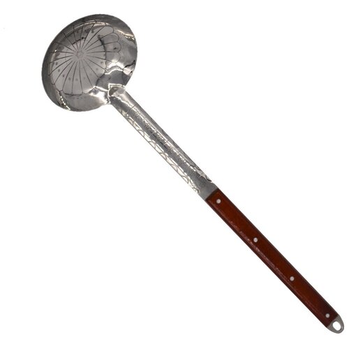 Половник для казана с деревянной ручкой 60 см/Половник нержавеющий для казана большой