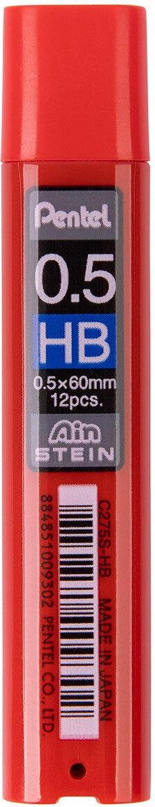 Pentel Грифели для карандашей автоматических Ain Stein 0.5 мм 12 грифелей в тубе C275S-HB HB