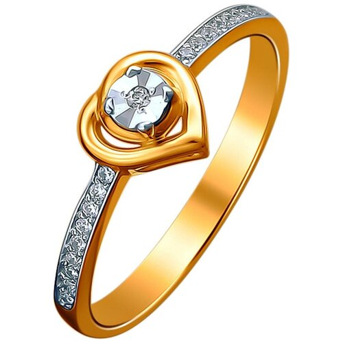 фото Эстет кольцо с 19 бриллиантами из комбинированного золота 01к6612253, размер 16