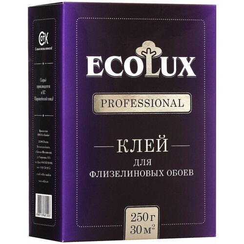 Клей обойный ECOLUX Professional, флизелиновый, 250 г клей обойный exclusive флизелиновый 250 г