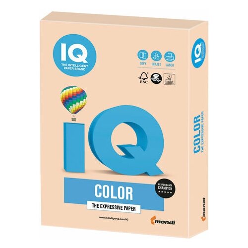 Бумага цветная IQ color А4 160 г/м2 250 л. пастель темно-кремовая SA24 1 шт.