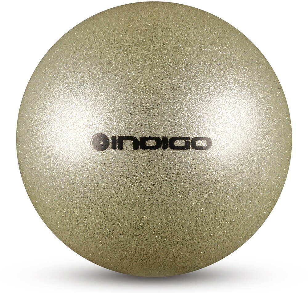 Мяч для художественной гимнастики Indigo In118-sil, диаметр 19см, серебряный металлик с блестками