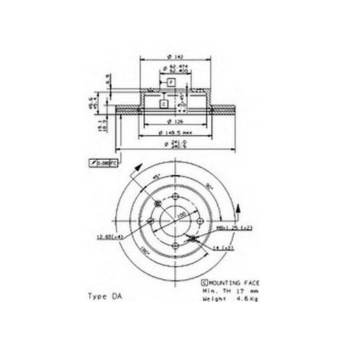 фото Brembo 09953720 09.9537.20_диск тормозной передний\ hyunday accent 1.3/1.5/1.6i/1/5crdi 02-06