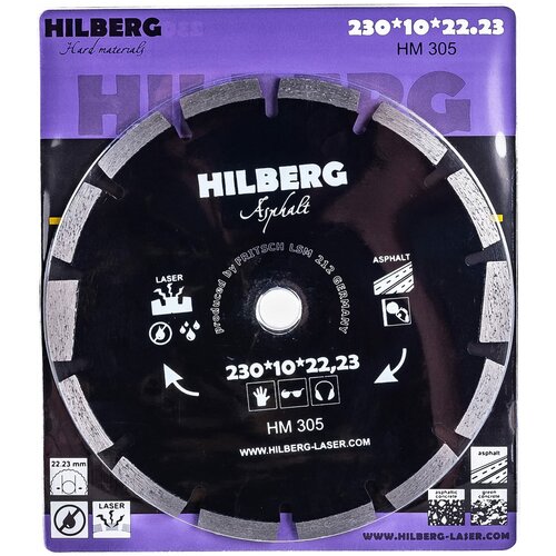 Диск Trio Diamond Hilberg Asphalt Laser HM305 алмазный отрезной по асфальту 230x10x22.23mm диск отрезной алмазный по асфальту trio diamond hilberg asphalt laser hm311 500x11x25 4 12