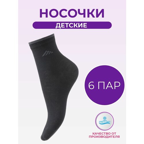 Носки САРТЭКС 6 пар, размер 20/22, черный носки сартэкс 6 пар размер 20 22 зеленый фиолетовый