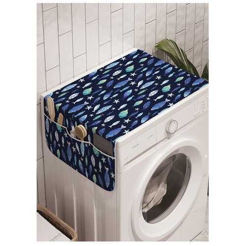 фото Органайзер для хранения "рыбки на синем фоне" на стиральную машину, 45x120 см ambesonne