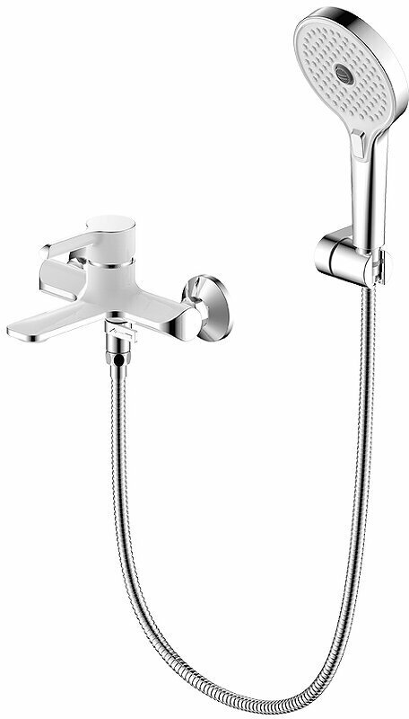 Однорычажный смеситель для ванны с душевой лейкой и коротким изливом Gappo G3203-8 белый/хром, латунь