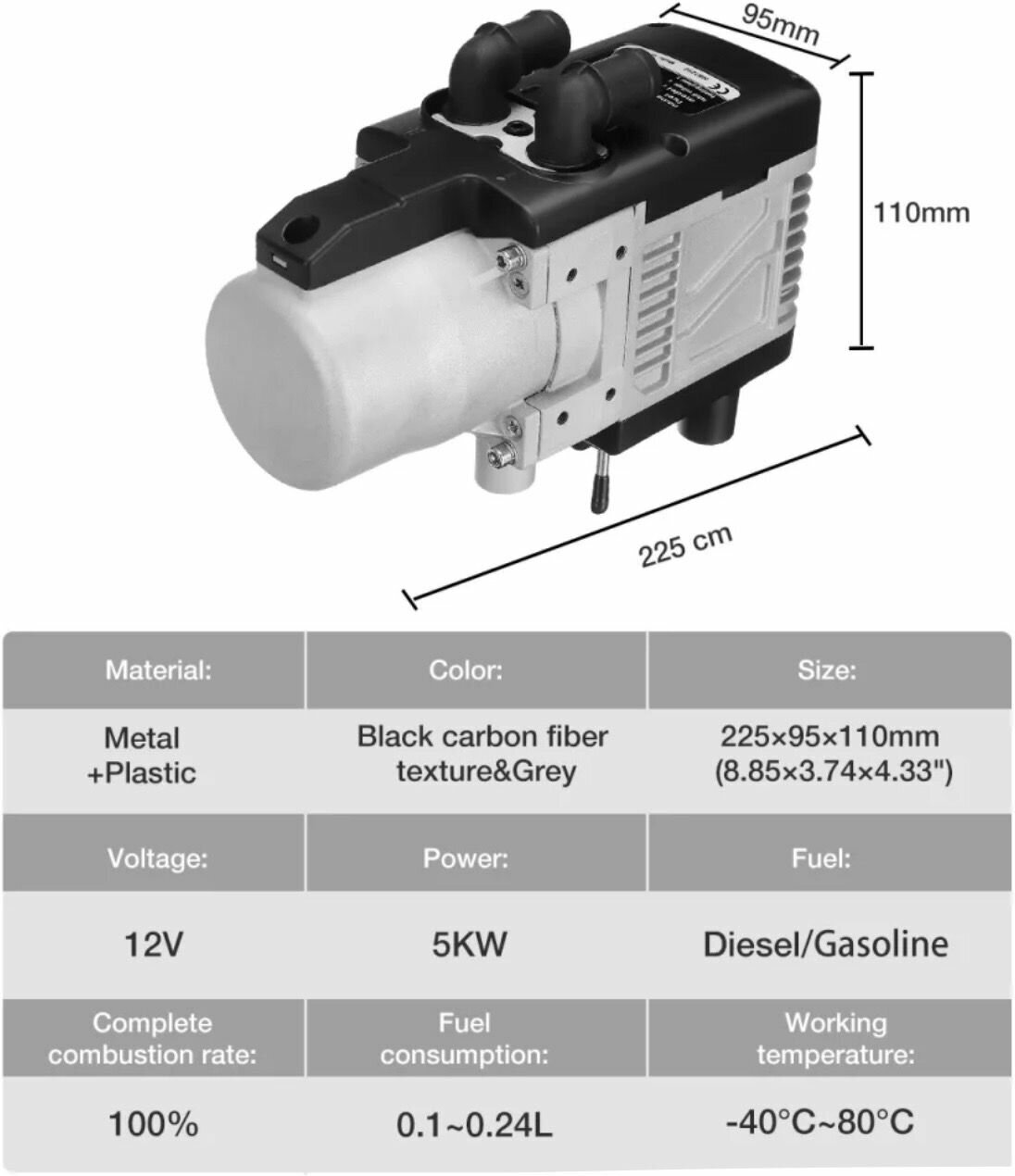Автономный подогреватель двигателя (Мокрый фен) с GSM 12 В 5 кВт Воздушный Дизельный/Бензиновый + пульт дистанционного управления ЖК-монитор