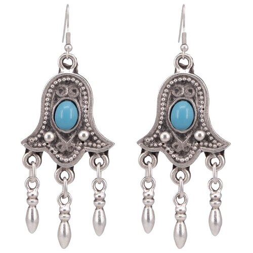 фото Серьги бижутерные восток (замок-крючок, бижутерный сплав, серебристый) 1-56087 otokodesign