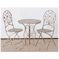 Boltze, Комплект кованой садовой мебели флорис (стол и два стула), белый антик 2024359