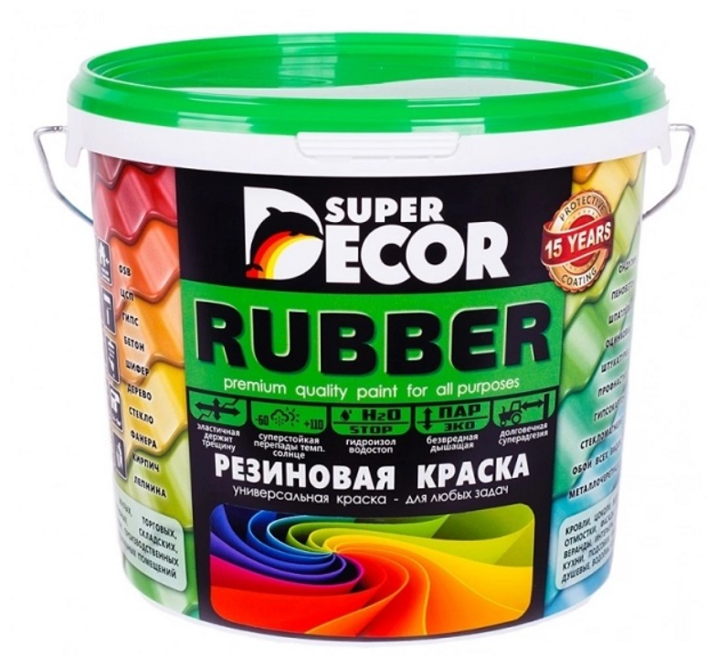 Краска Super Decor Резиновая Rubber Белоснежная 6кг.