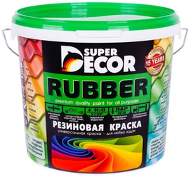 Краска акриловая Super Decor Резиновая краска ВД-АК-103 влагостойкая моющаяся матовая белоснежный 6 кг