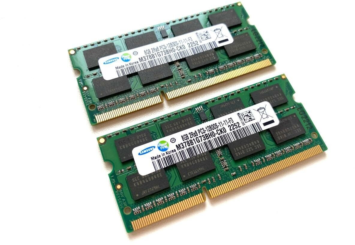 Оперативная память SO-DIMM Samsung DDR3 8GB PC3 1.5V 1600Мгц для ноутбука 2шт