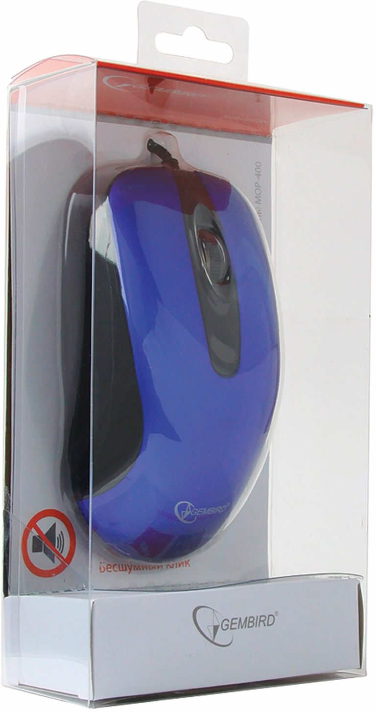 Мышь проводная Gembird MOP-400-B синий USB - фото №19