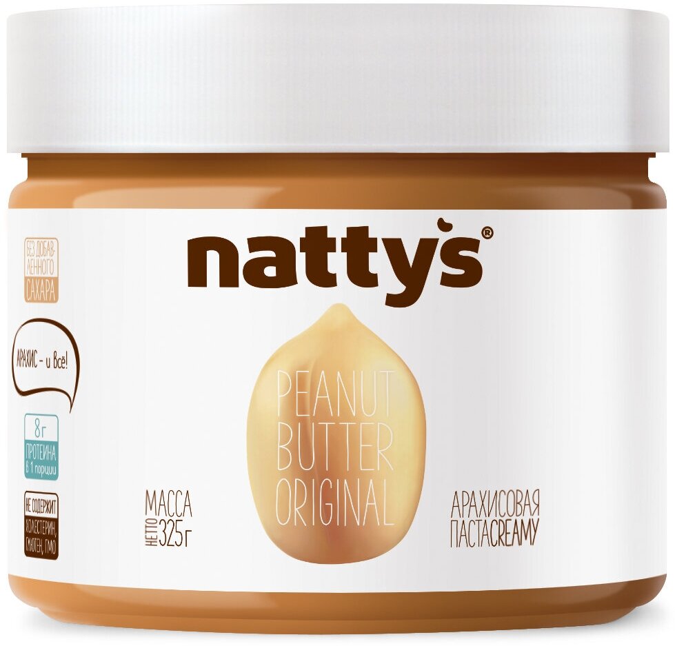 Арахисовая паста Nattys Original без добавок, 325 г