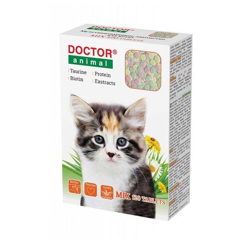 Бионикс Мультивитаминное лакомство Doctor Animal Mix, для котят, 120 таблеток 116096, 0,036 кг, 54182 (2 шт)