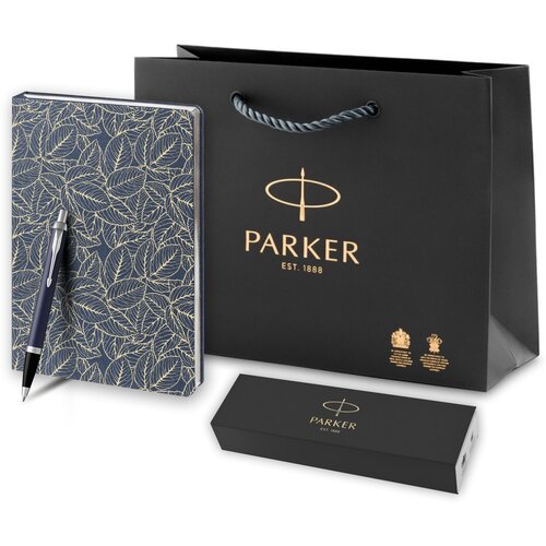 Подарочный набор: Шариковая ручка Parker IM Metal Matte Blue CT и Ежедневник недатированный синий