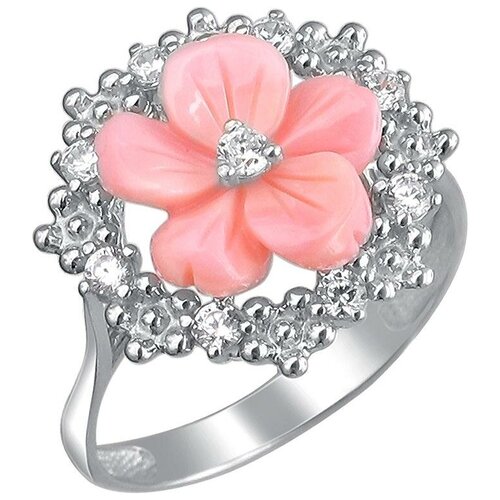 фото Эстет кольцо с раковиной и фианитами из серебра 01к4511213-1, размер 18