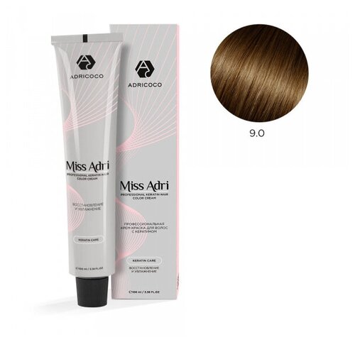 ADRICOCO Miss Adri крем-краска для волос с кератином, 9.0 очень светлый блонд