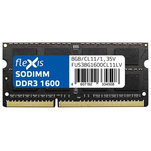 Оперативная память Flexis Memory DDR3L SODIMM 8GB 1600 CL11 FUS38G1600CL11LV 153000₽