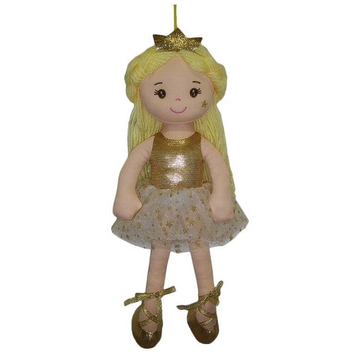 фото Кукла abtoys мягкое сердце, мягконабивная принцесса в золотом платье и короной, 38 см