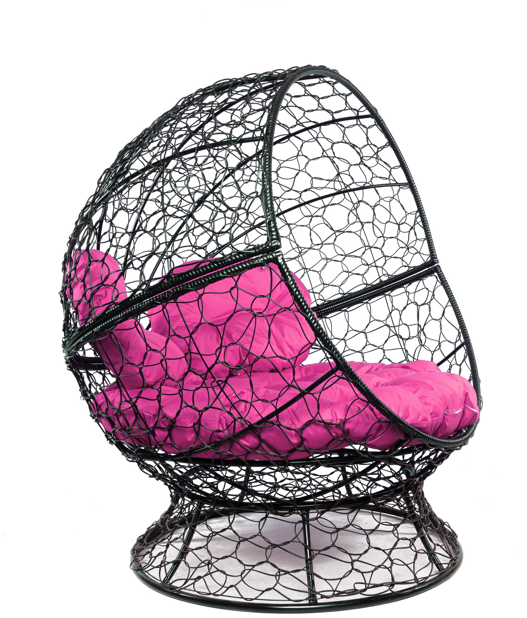 Кресло чёрное M-Group Апельсин ротанг, 11520408 розовая подушка - фотография № 14