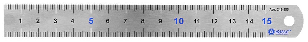 Линейка кобальт 150 × 19 × 0.7 мм, нерж.сталь