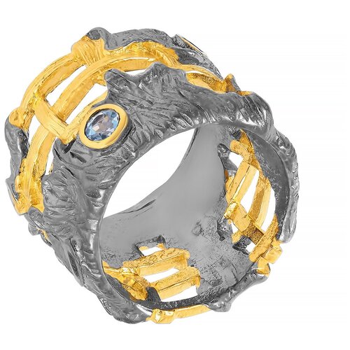 фото Element47 широкое ювелирное кольцо из серебра 925 пробы с топазами yr01217_ko_bt_bj, размер 17