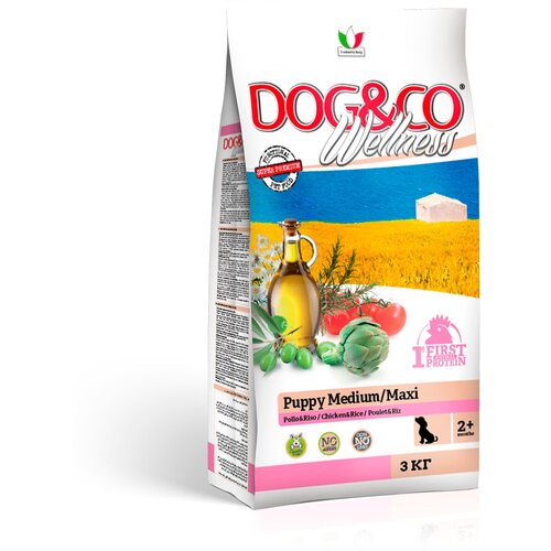 Wellness Dog&Co Puppy Medium/Maxi корм для щенков средних и крупных пород Курица и рис, 3 кг.