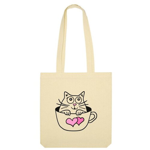 Сумка шоппер Us Basic, бежевый сумка котик в чашке зеленое яблоко
