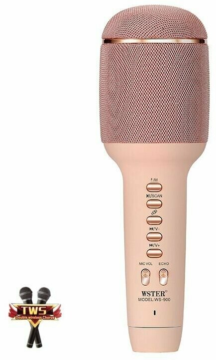 Микрофон беспроводной (Bluetooth динамики USB) WSTER WS-900 Розовый