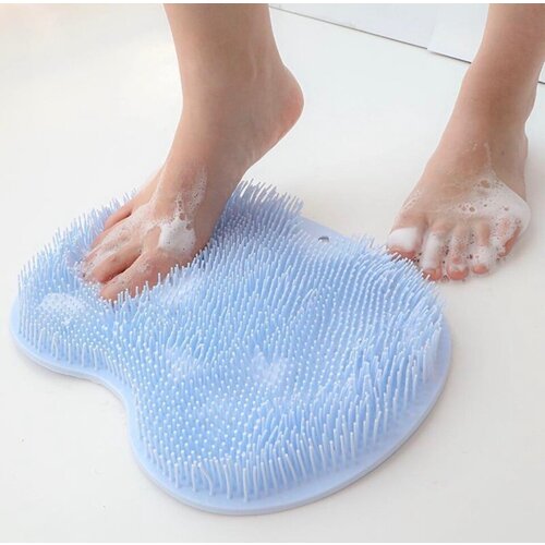 Мочалка силиконовая для ног/тела/ коврик для ног голубая -1 шт массажный коврик для мытья ног и тела силиконовая мочалка в ванную и душ голубой
