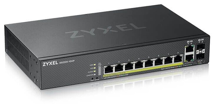 Коммутатор Zyxel GS2220-10HP-EU0101F (L2) 8x1Гбит/с 2xКомбо(1000BASE-T/SFP) 8PoE+ 180W управляемый