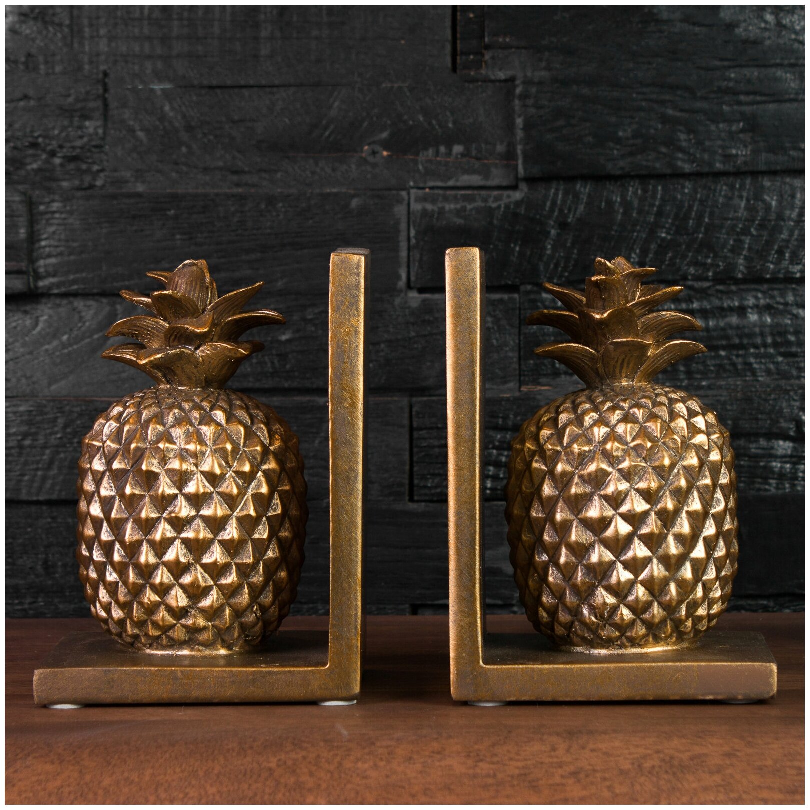 Набор из 2-х держателей для книг Bookend Golden Pineapples