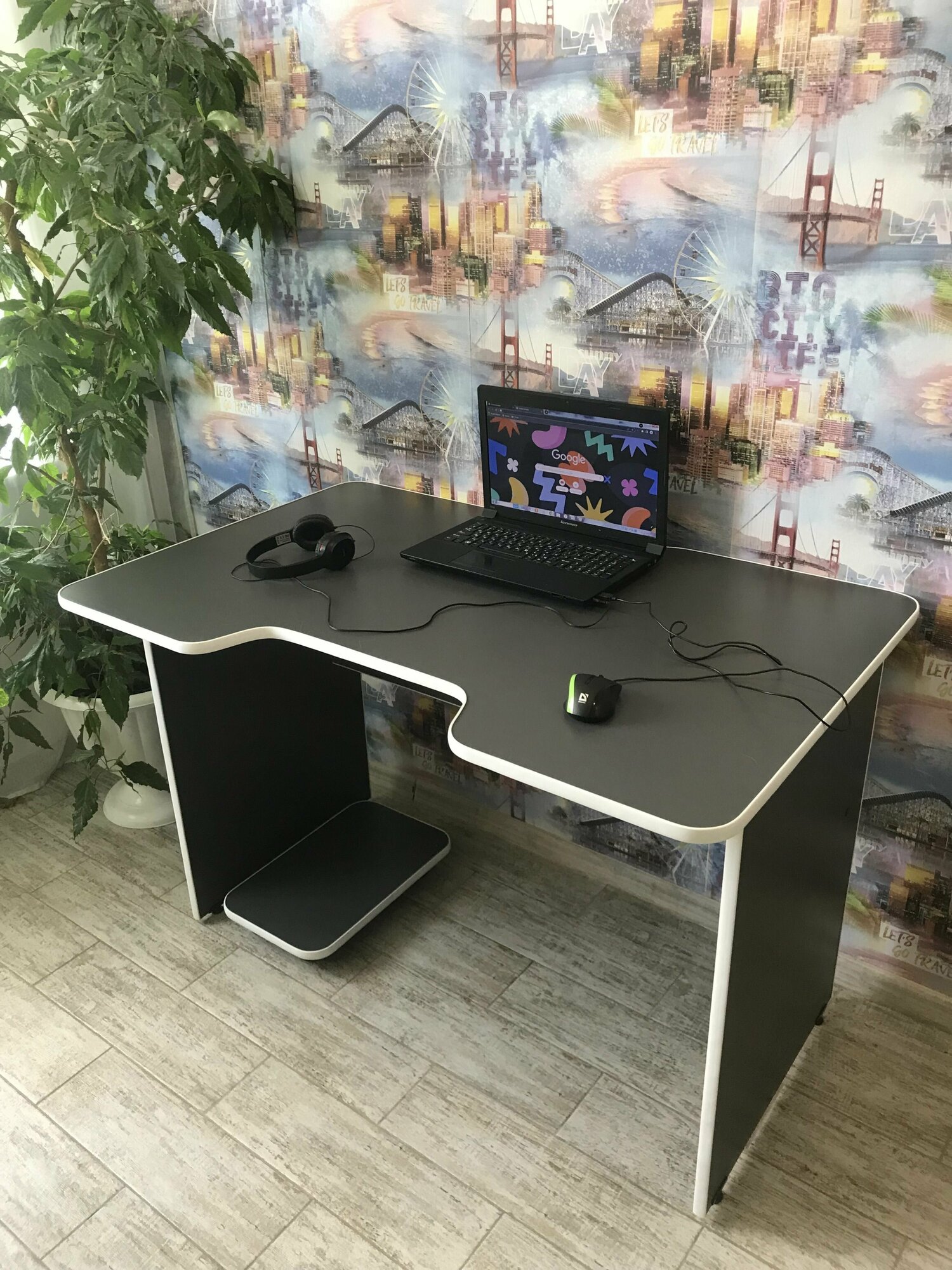 Компьютерный письменный стол ADRENALINE Игровой Геймерский Серый/Белый 110х75х78