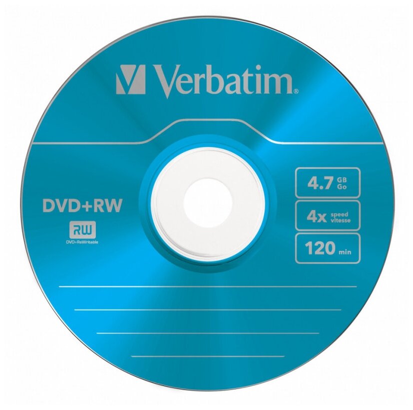 Диск DVD+RW Verbatim 4.7Gb 4x Slim case (5шт) Color (43297)