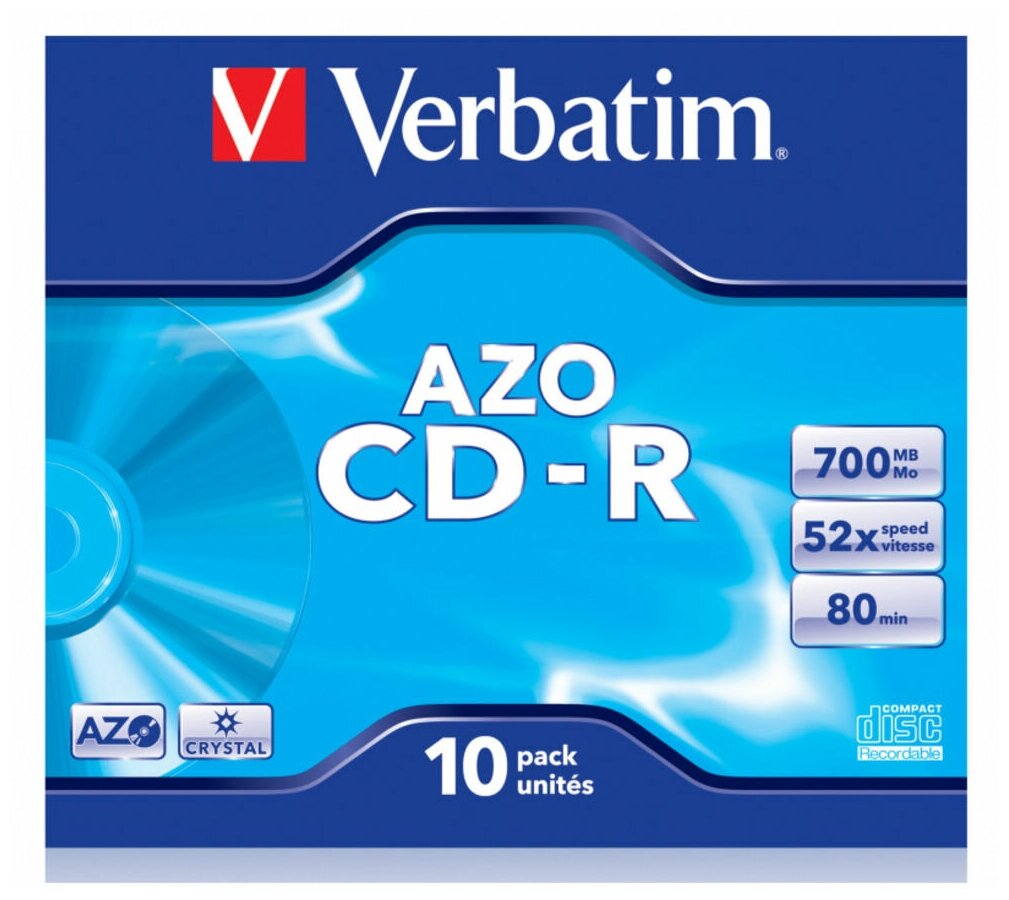 Диск CD-R Verbatim 700Mb 52x Jewel case (10шт) (43327)