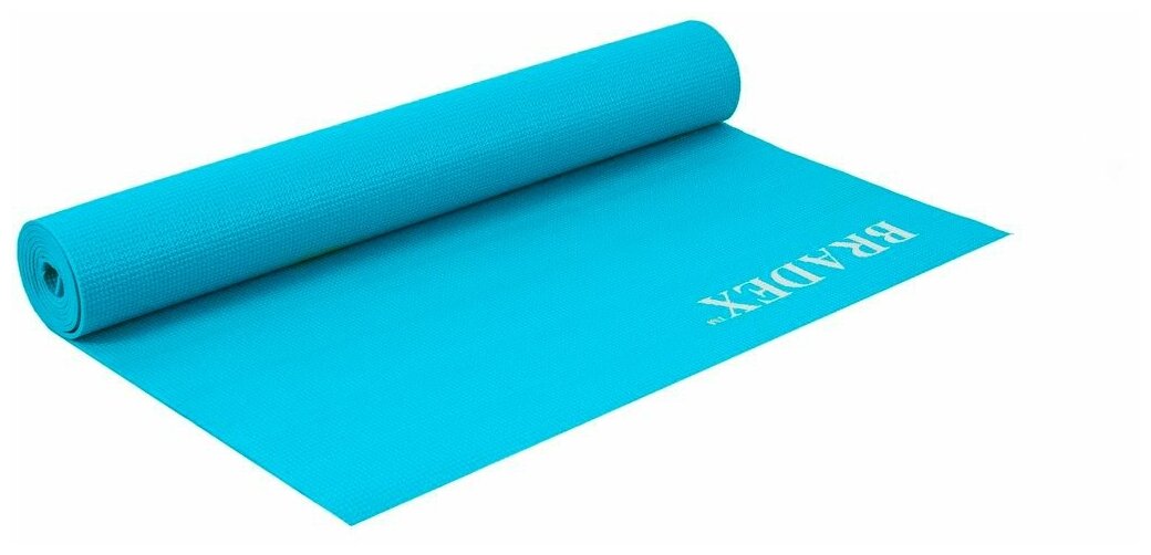 Коврик для йоги и фитнеса Bradex SF 0693, 173*61*0,3 см, бирюзовый с переноской (Yoga mat 173*61*0,3 cm light blue with a hanger) - фото №1