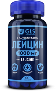 Фото GLS Pharmaceuticals Лейцин, для набора мышечной массы, 90 капсул по 400 мг