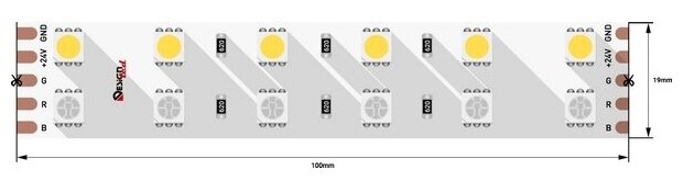 Лента светодиодная DesignLed DSG5120-24-RGB+NW-33, SMD5050, 120 LED/м, 28,8 Вт/м, 24В, IP33, RGB + нейтральный белый (5 м) - фотография № 2