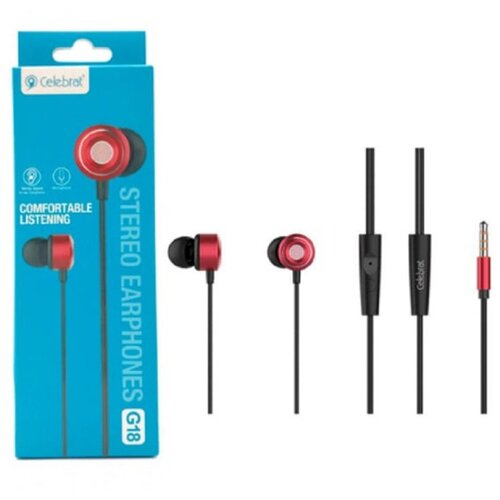 Наушники внутриканальные Celebrat G18 Jack 35мм 12 м цвет красный 45000₽