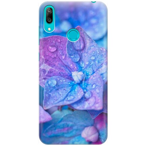 фото Ультратонкий силиконовый чехол-накладка для huawei y7 (2019) с принтом "голубой цветочек" gosso