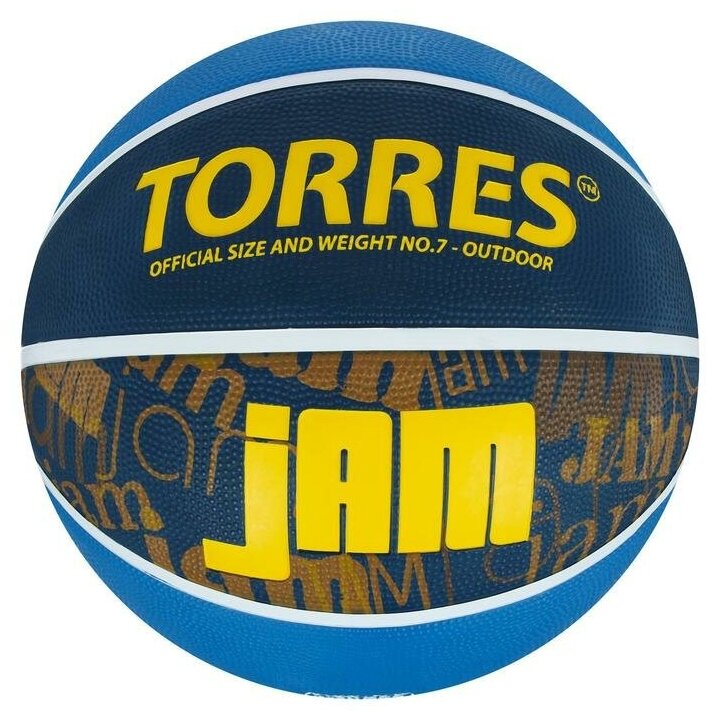 TORRES Мяч баскетбольный TORRES Jam, B02047, резина, клееный, 8 панелей, р. 7