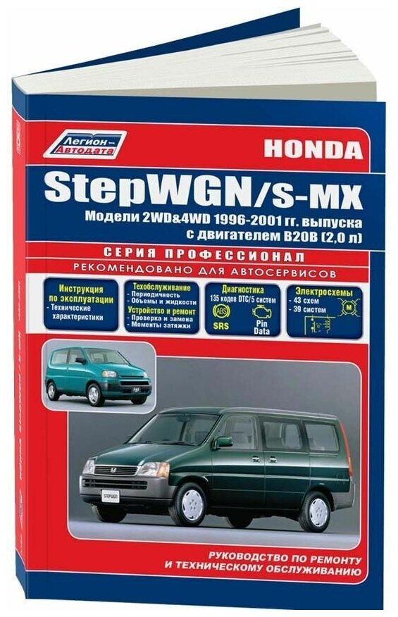 Книга Honda Stepwgn, S-MX 1996-2001 бензин, электросхемы. Руководство по ремонту и эксплуатации автомобиля. Профессионал. Легион-Aвтодата