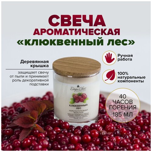 Ароматическая свеча в подсвечнике 185 мл, Клюквенный лес